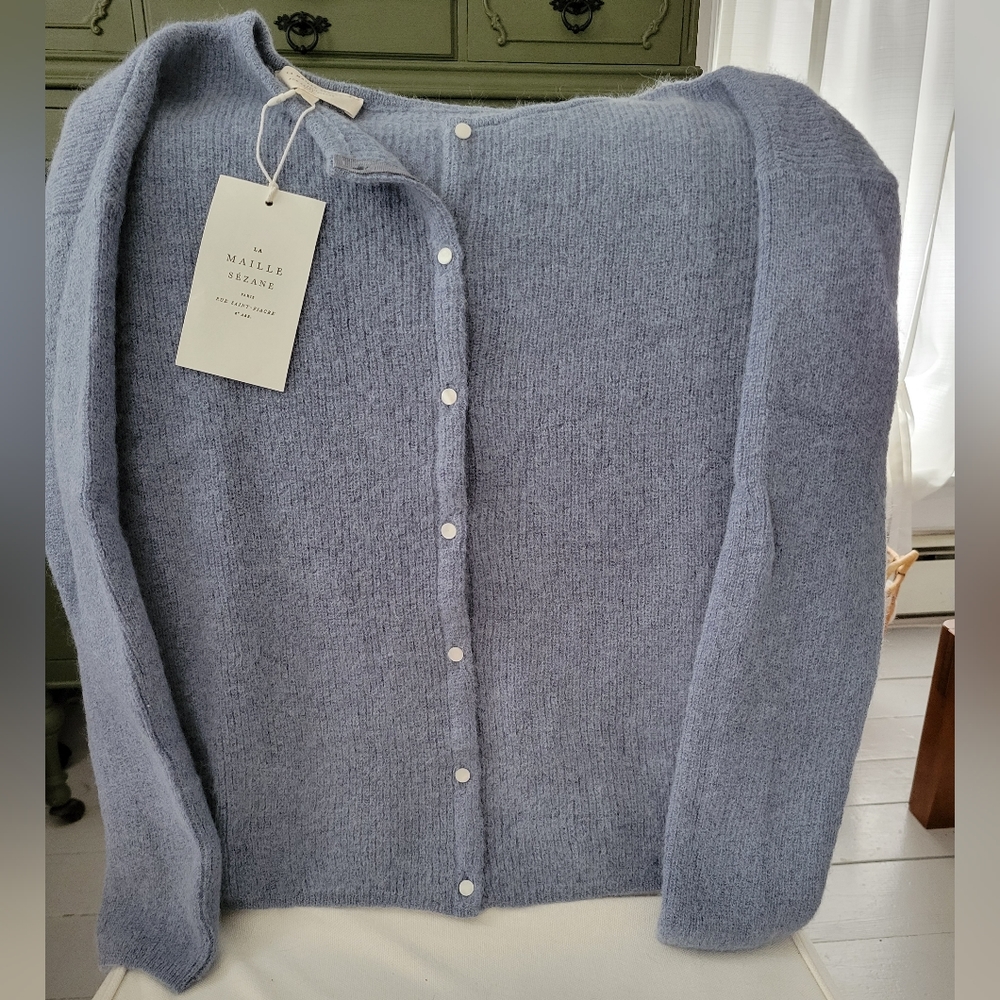 Sezane Gilet Gaspard Cardigan Sweater in Blue Vintage, Size Extra-Small